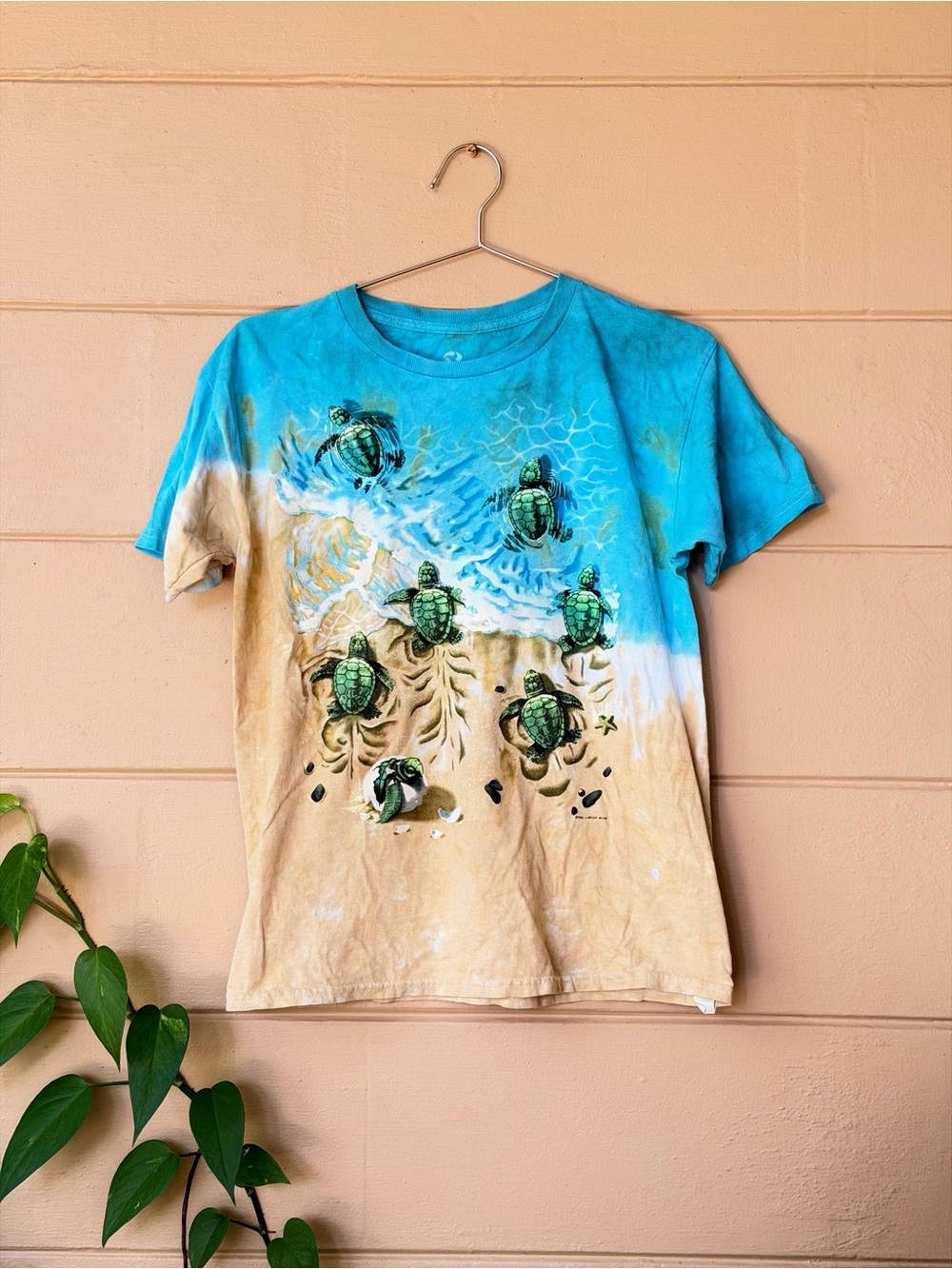 Liquid Blue Kids Sea Turtle Tie-Dye Tee in Blue and Tan